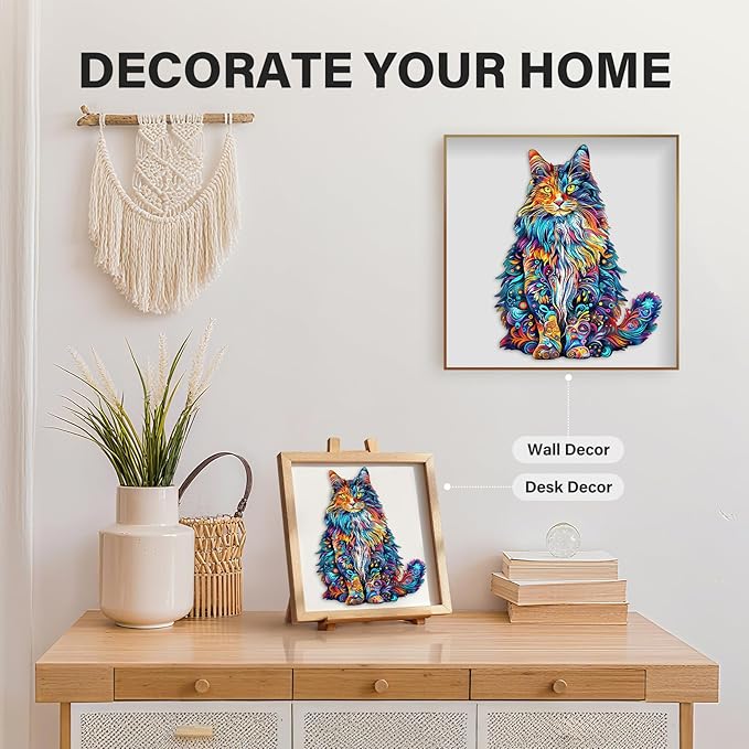 Wooden Puzzles for Adults, Cat Puzzles, Wooden Jigsaw Puzzles for Adults, 315 Pieces Wood Puzzles Adult, Unique Animal Shape Wood Puzzle, Creative Puzzle Gifts for Women Family Game(17.3 * 13.5in)