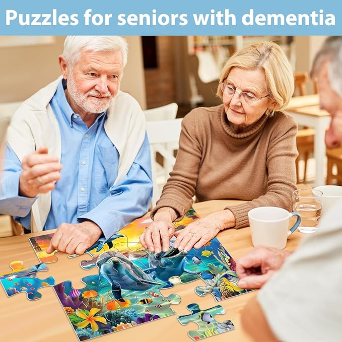 6 Packs 16 Large Piece Puzzle for Seniors Dementia Alzheimer's Products Activities for Elderly Adults, Horse Cat Easy Puzzle Alzheimer’s Cognitive Game Gift for Patient in Nursing Home