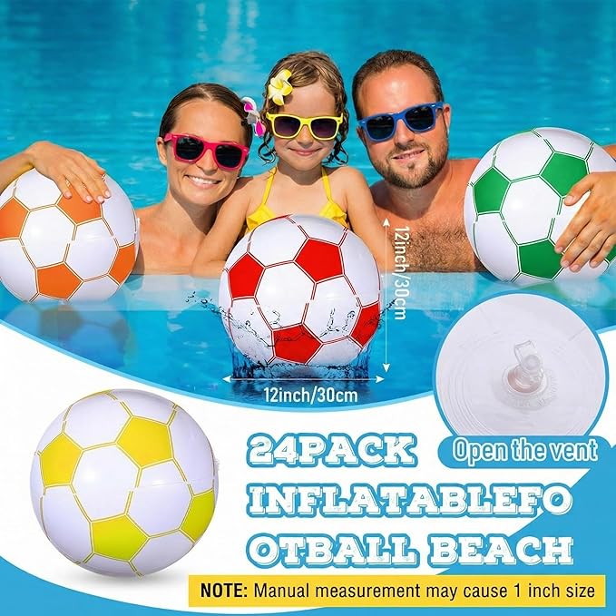 Chivao Inflatable Soccer Beach Balls 16 Inch Beach Balls Bulk Soccer Party Favors Summer Swimming Pool Games for Sports Outdoor Activity Party Decoration Supplies