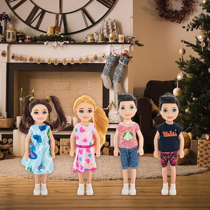 ONEST 10 Sets 5 Inch Mini Dolls with Doll Clothes Party Grown Outfits Doll Accessories