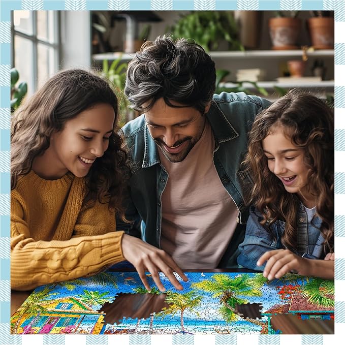 White Mountain 1000 Piece Jigsaw Puzzle Scenic Ocean Summer Puzzles with Large Pieces Gift for Adults and Family 24"x30" - Beach Escape