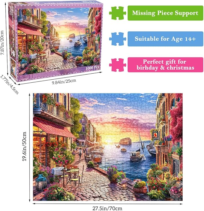 Jigsaw Puzzles for Adults 1000 Pieces, Interlock Perfectly No Dust, Impossible Difficult Hard Fun 1000 Piece Jigsaw Puzzles for Adults-1:1 Poster-Streets Scene