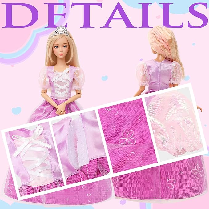 24 Pcs Doll Clothes & Accessories 8 Set Clothes Including Party Gown Chill Suits Casual Outfits Sport Wear Ballet Dresses for Doll with 8 Shoes 8 Accessories for 11.5 Inch Girl Dolls Storytelling Set