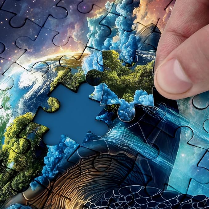 Sea Turtle Space Earth Puzzle 1000 Piece for Adults, Galaxy Planet Fantasy Jigsaw Puzzle, Magic Universe Animals Puzzles