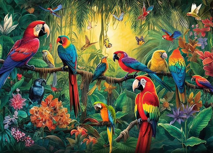 HUADADA Jigsaw Puzzles for Adults 1000 Pieces, Birds in Forest Interlock Perfectly Letter on Back No Dust, Home Decor Birthday Party Toy for Men Women Elders Seniors (27.5"x19.6"), 1:1 Poster