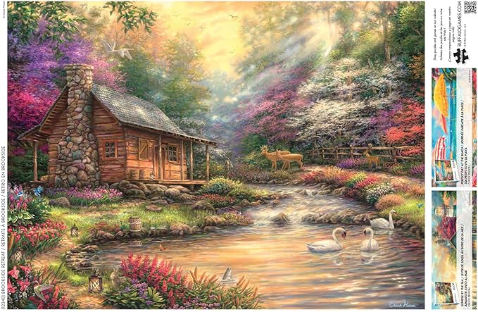 Buffalo Games Jigsaw Puzzles for Adults 1000 Pieces - Chuck Pinson - Brookside Retreat - Hard Adult Puzzle with Reference Poster, Fun, Unique & Challenging for All Abilities, Large 26.75 x 19.75