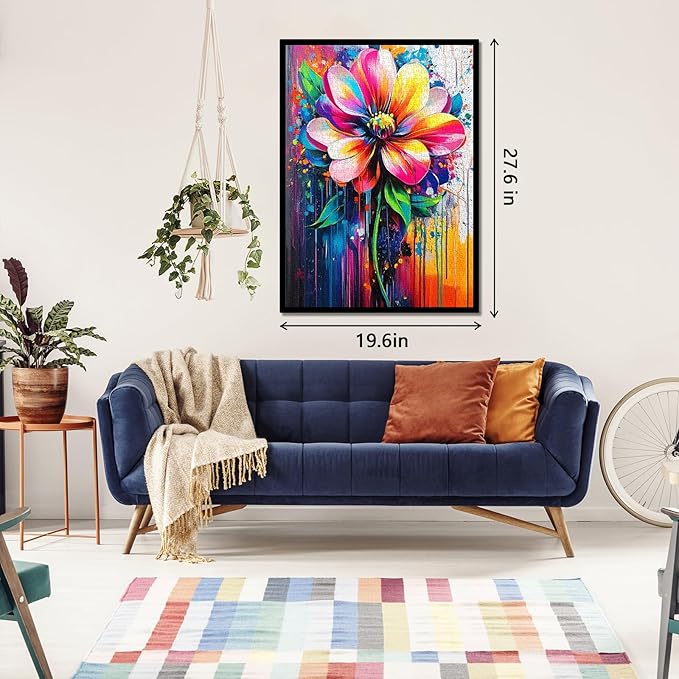 Rainbow Flower 1000 Piece Puzzle for Adults, Nature Floral Art Jigsaw Puzzles, Colorful Gradient Plant Puzzle as Home Wall Decor