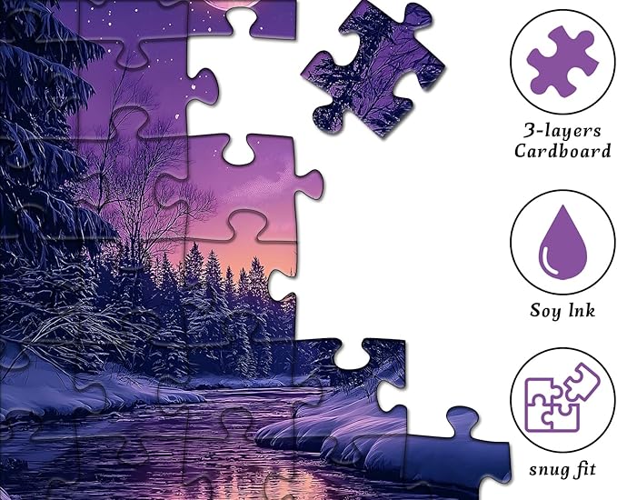 Fantasy Landscape Puzzle for Adults 1000 Pieces, Purple Moonlight Scenery Puzzles, Impossible Nature Scenic Jigsaw Puzzles for Adults Challenge