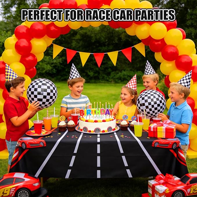 SCIONE 12 Pack 12 Inch Black and White Checkered Flag Inflatable Balls, Beach Balls for Race Car Party Decorations, Truck Birthday Favors & End of Year Student Gifts