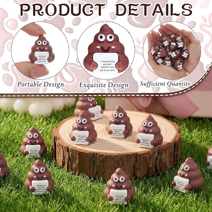 50 Pcs Positive Mini Poop Figurines Tiny Poo Statue Small Positive Fake Poop Figures for Hide and Seek Prank Props Piñata Easter Egg Fillers Birthday Inspirational Gifts for Colleague Staff