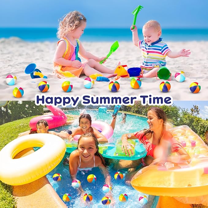Jerify 48pcs Mini Beach Stress Balls 2.5 Inch PU Foam Relief Stress Squeeze Ball Beach Party Favors Small Summer Pool Relief Toys for Kids Birthday Hawaiian Luau Party Pool Water Games(Bright Color)