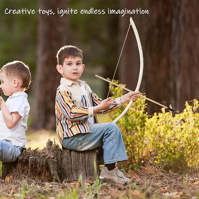10 Pcs Wooden Arrows Soft Rubber Tips, 17 Inch Handmade Wooden Toy Arrow for Kids and Beginners, Archery Bows Outdoor Play Cosplay Costume Decoration