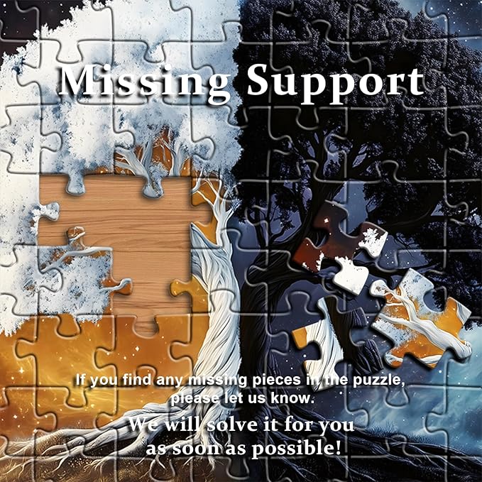 PICKFORU Tree of Life Puzzles for Adults 1000 Pieces, Fantasy Plant Black and White Puzzle, Nature Starry Night Galaxy Yingyang Jigsaw Puzzle Challenge