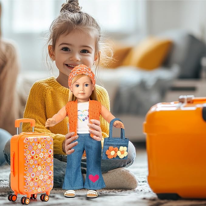 ARTST 18 Inch Doll Clothes Accessories American Clothes-Halloween Christmas Costume Suitcase Toys Set for 3-10 Girls(NO Doll)