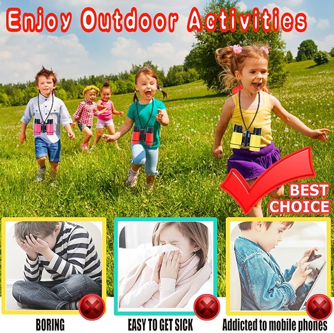 Binoculars for Kids Best Gifts for 3-12 Years Boys Girls High-Resolution Optics Shockproof Mini Kids Binoculars Toys Folding Small Telescope for Bird Watching Camping Outdoor Play