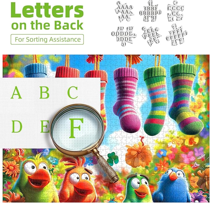 MINIWAN 500 Piece Jigsaw Puzzles for Adults - Funny Parrot & Rainbow Socks Garden Design, 20x20 Inch Large Piece Unique Art Puzzle, Fun & Challenging Adult Puzzles for Relaxation, Cool Home Decor Gift