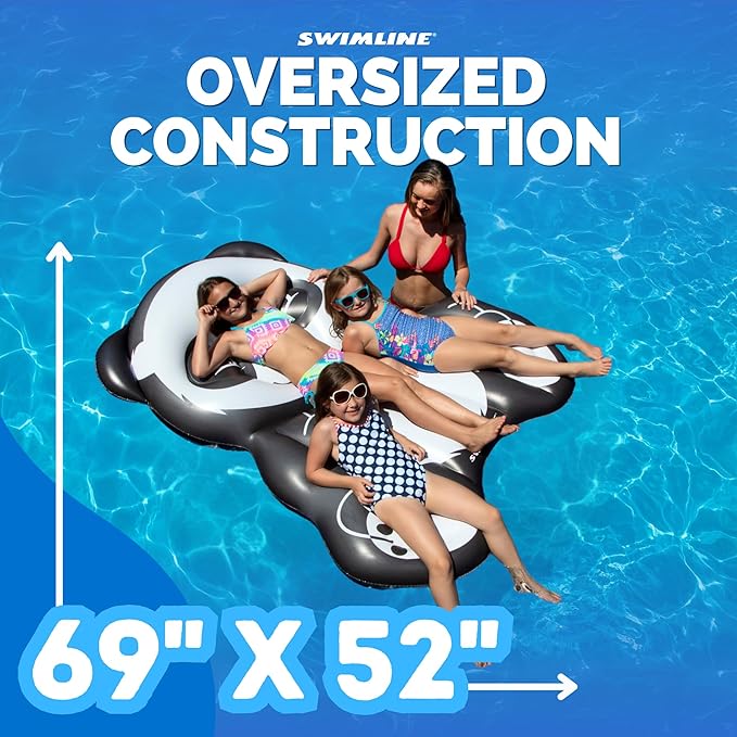 Swimline Inflatable Panda Pool Float, Black/White, 71"/50"/8"