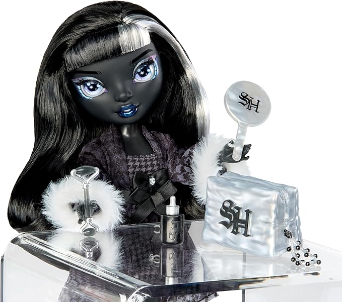 Rainbow High Shadow High Girl's Night Shanelle Onyx- Grayscale 11" Fashion Doll. Black Hair. Black Outfit. Girl's Night Accessories and Comb.