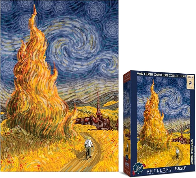 Antelope 1000 Piece Puzzle for Adults, Van Gogh Jigsaw Puzzles by Artist Alireza Karimi Moghaddam, Paper, Autumn in The Arles, 29.5 x 20.5 inches