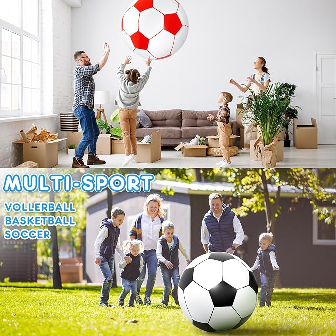 Lewtemi 2 Pcs 40 Inch Giant Inflatable Soccer Ball Large Huge Beach Balloons Oversized Football Sport Birthday Party Decoration Favor Gift Pool Supplies for Outdoor Piñata Activity