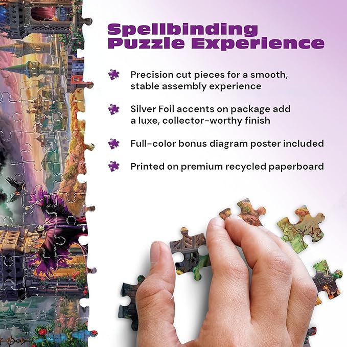 Buffalo Games - Silver Select Thomas Kinkade Disney Maleficent 1000 Piece Jigsaw Puzzle for Adults – Precision-Cut Pieces, Beautiful Artwork, and Hours of Relaxing Fun