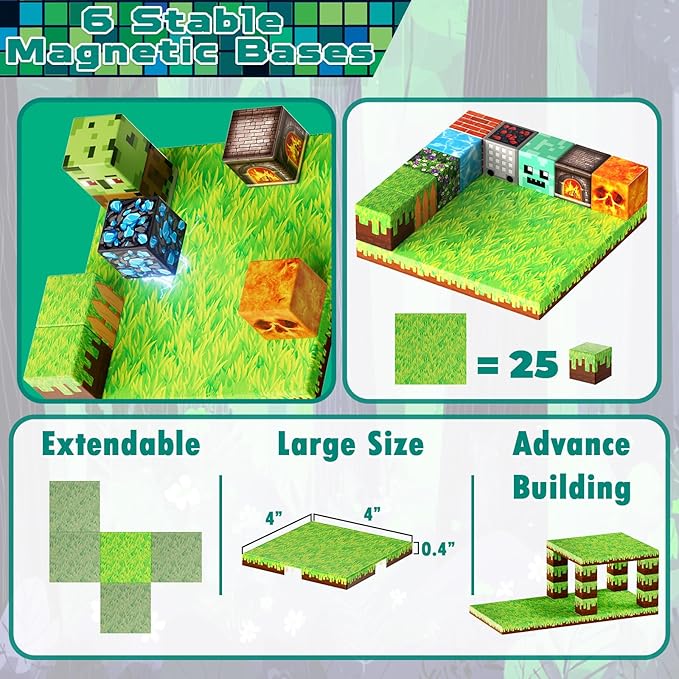 150PCS Magnetic Blocks with 6 Base Plate - Building Blocks Cubes for Kids Ages 4-8, STEM Magnet Building Toys Boys Girls, Easter Birthday Gifts Preschool Educational Learning Toy for 3+ Years Old