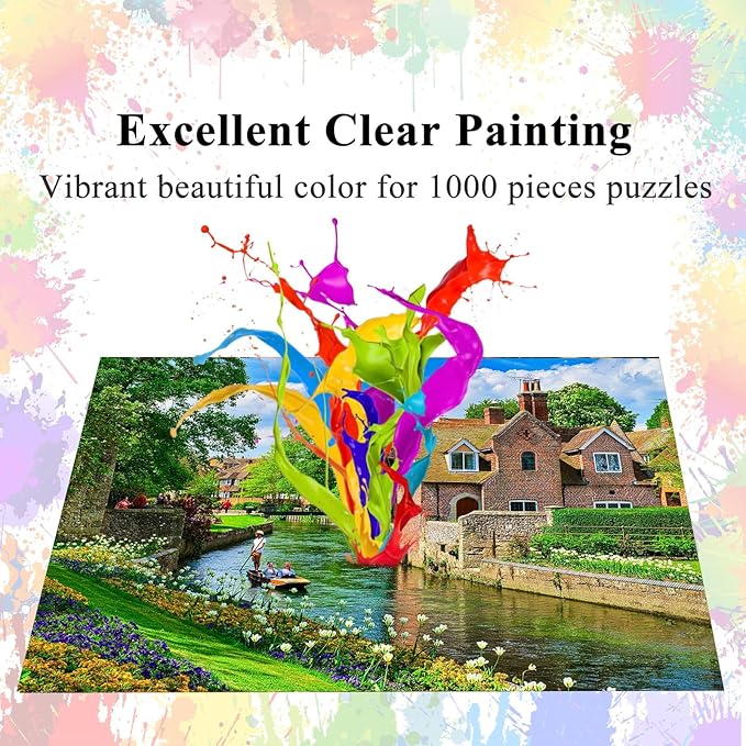 HUADADA Jigsaw Puzzles for Adults 1000 Pieces, Westgate Gardens Interlock Perfectly Letter on Back No Dust, Home Decor Birthday Party Toy for Men Women Elders Seniors (27.5"x19.6"), 1:1 Poster