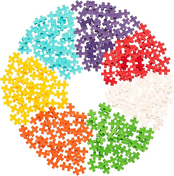 PLUS PLUS 240 Piece Interlocking Building Blocks for Kids, Open Ended Connecting Toys, STEM Bin Mini Manipulatives - Rainbow Mix Play Tube & Baseplate