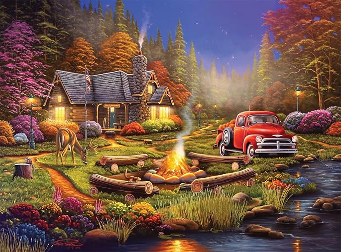 Buffalo Games - 1000 Piece Jigsaw Puzzle - Cabin in the Woods - Fall Evening Challenging Puzzles for Adults and Families