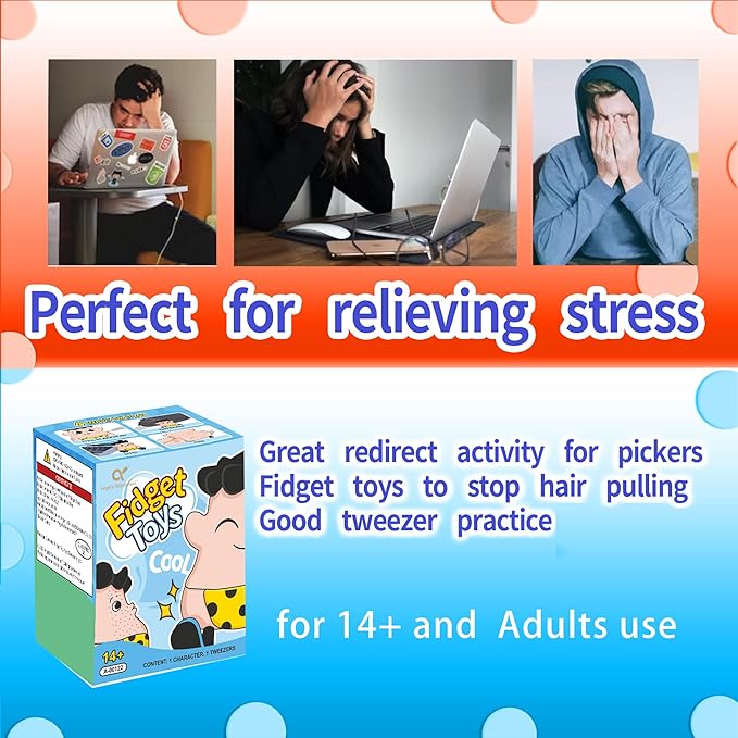 HanHan Skin Picking Fidget Toys Picking for Trichotillomania Fidget Toys to Stop Hair Pulling Picking Anxiety ,ADHD Autism,Cute Stress Relief Perfect 14+ and Adult Christmas Birthday Gag Gifts