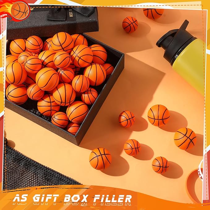 Civaner 60 Pcs Mini Basketball Stress Balls for Kids Basketballs Party Favors Small Foam Bouncy Sports Toys Bulk with Drawstring Bag for School Party Decor Carnival Reward Game Toys Gifts(3cm,4cm)