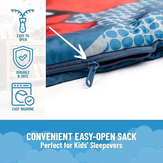 Jay Franco Marvel Spiderman Spidey Dots Slumber Sack - Cozy & Warm Kids Lightweight Slumber Bag/Sleeping Bag