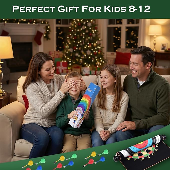 Magnetic Dart Board for Kids, Fun Toys Gifts for Boys 8 9 10 11 12 13 14 Years Old Teen Birthday Easter Valentine Christmas Stocking Stuffers Indoor Room Games, Magnet Dartboard Sets Double Sided