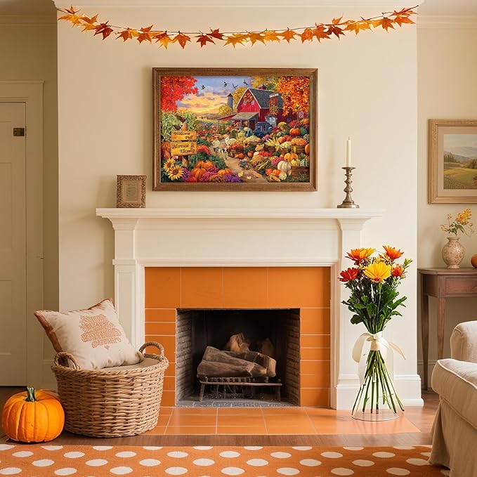 Fall Harvest Thanksgiving Puzzle - 1000 Piece Jigsaw Puzzle for Adults - Challenging Puzzle Perfect for Game Nights Home Decor