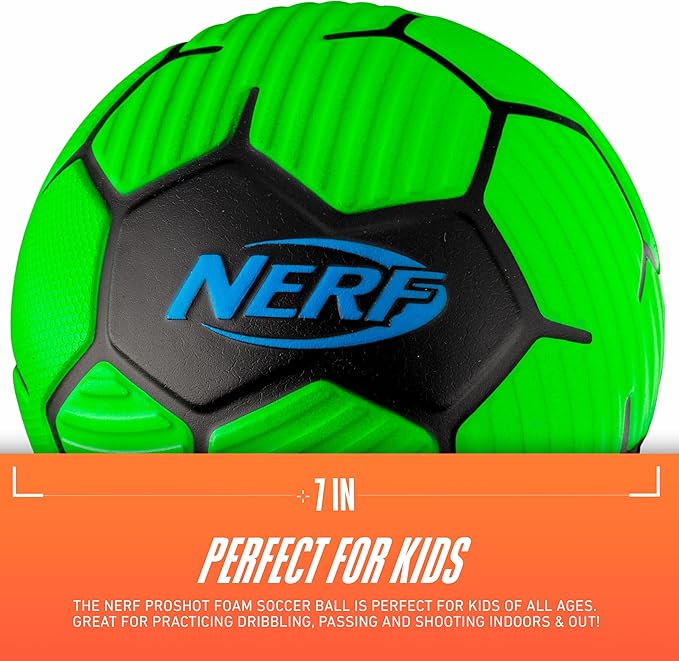 NERF Kids Foam Mini Soccer Ball - Proshot Youth Soft Mini Foam Soccer Ball - 7" Inch NERF Indoor + Outdoor for Kids