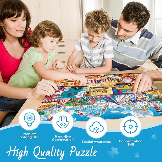 500 Pieces Puzzles for Adults, Amusement Park Jigsaw Puzzle for Adults Children Elderly, Recycled Paper Puzzle 500 Pieces, Challenging Activity Game Gift for Family Friends Men Women Seniors 21x15 in