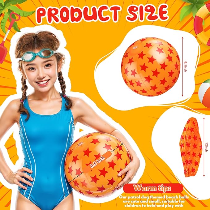 12 Pack Anime Beach Ball 8.5 in Inflatable Beach Balls Bulk for Kids & Adults Cartoon Swimming Pool Toys Pool Party Favors for Birthday Summer Outdoor