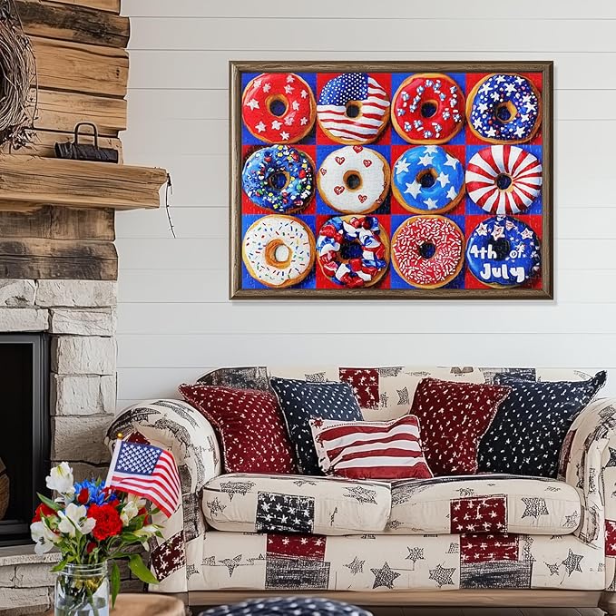 Patriotic Donuts 500 Piece Puzzles for Adults - American Flag Theme, with Vibrant Red, White & Blue Artwork Puzzle for Family Game Night & Home Decor