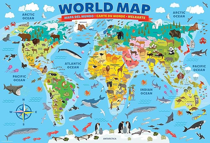 EuroGraphics Illustrated Map of The World 100-Piece Puzzle