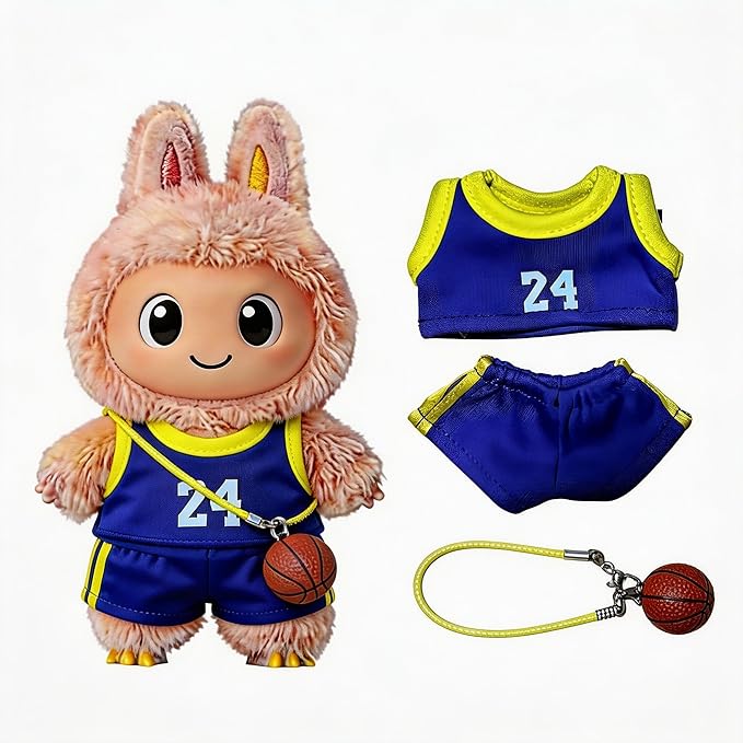 This Sports-Themed Basketball Football 3-piece Set is Suitable for a 17cm and Also for Other Dolls of the Same Size. 【 Key Point 】 Only Clothes, no Dolls. (NO.24 - Purple)