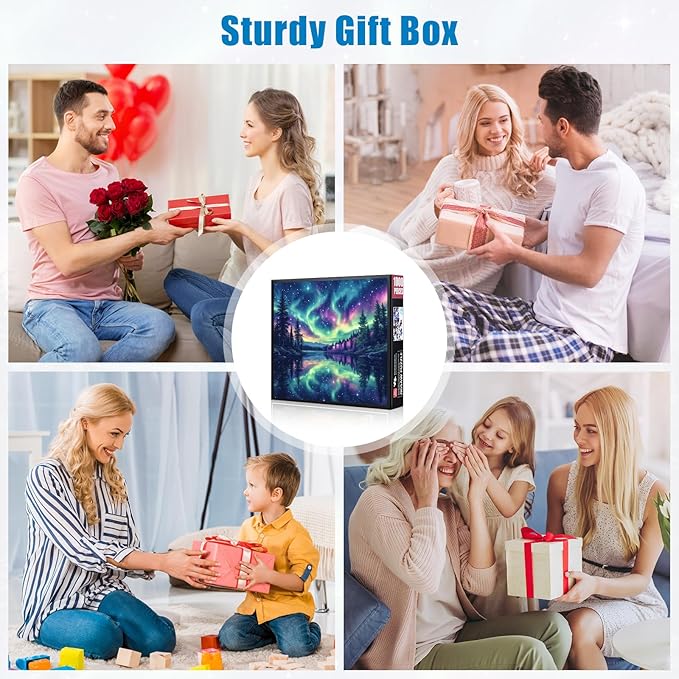 1000 Piece Puzzle for Adults, Starry Night Aurora Jigsaw Puzzles for Adult, Challenging Puzzle Gift for Family Friends, Jigsaw Puzzles with Exquisite Box 22.8x22.8IN
