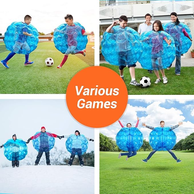 Theefun Bumper Balls 2 Pack 36-inch PVC Inflatable Sumo Ball Durable Body Bubble Soccer Giant Human Hamster Knocker Body Zorb Ball for Kids and Adults Dark Blue