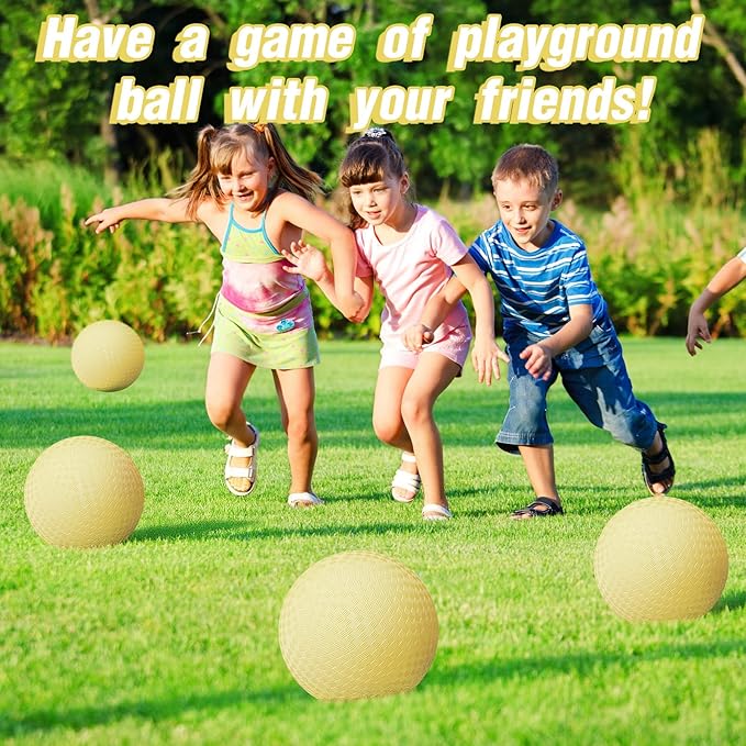 6 Pcs Macaron Playground Balls 8. 5 Inch Pastel Color Rubber Bouncy Balls for Kids Inflatable Colored Dodgeball Kickball Handball for School Backyard Beach Indoor Outdoor Games (Yellow)