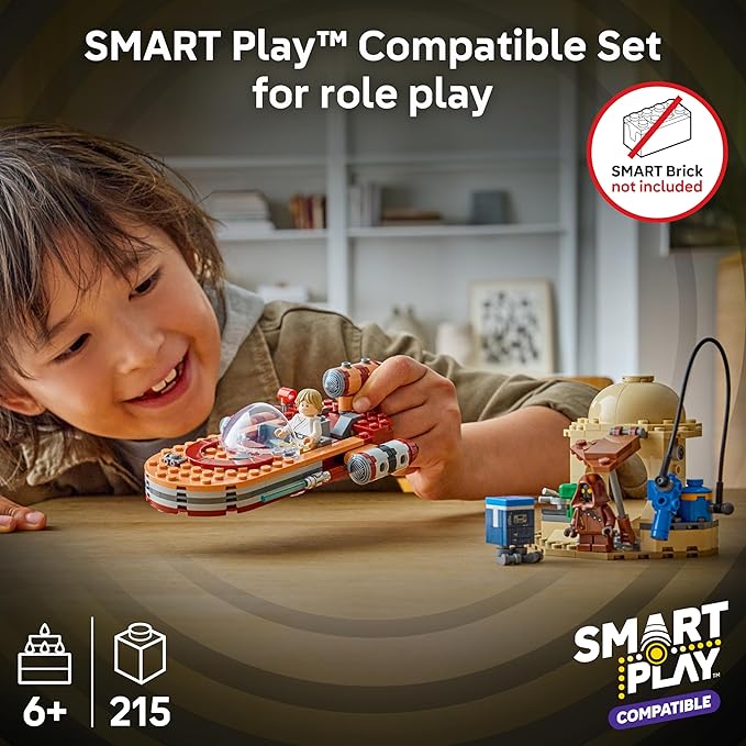 LEGO Star Wars SMART Play: Luke’s Landspeeder - Building Toy for Action Play - Compatible Set with a SMART Tag and 2 Minifigures - Gift for Boys, Girls and Kids Ages 6+ - 75420