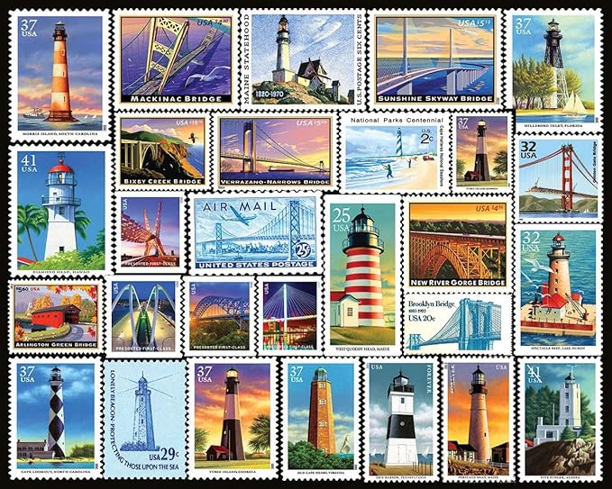 White Mountain 1000 Piece Jigsaw Puzzle Coastal Scenic Landmark Collage Puzzles with Large Pieces for Adults and Family 24"x30" - Lighthouses & Bridges