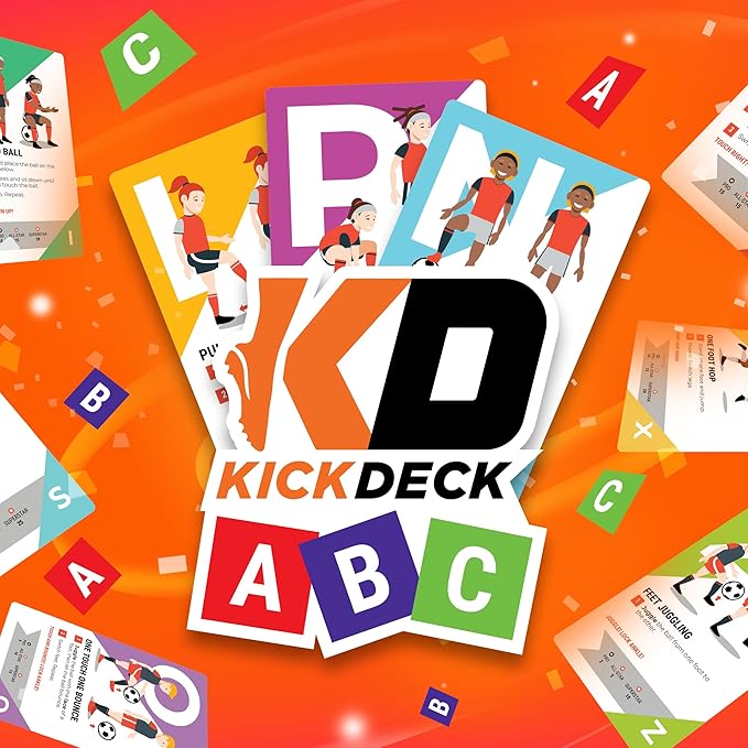KickDeck ABC Soccer Cards for Kids 4+ | Fun Alphabet Soccer Drills for Footwork, Ball Control & Coordination | Screen-Free Practice at Home & Outdoors