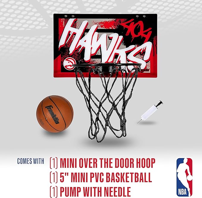 Franklin Sports NBA Team Over the Door Basketball Hoops - Kids Indoor Mini Basketball Hoop + Ball Set - NBA Fan Mini Hoops