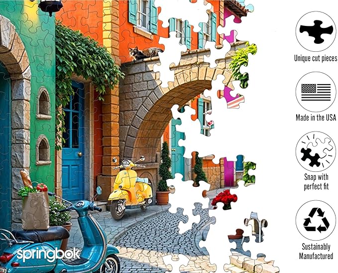 Springbok Streets of Italy 500 Piece Jigsaw Puzzle for Adults - Colorful Italian Village - Unique Cut Pieces - Made in USA