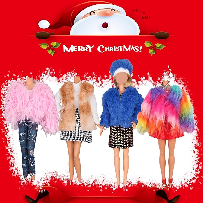 EuTengHao Doll Winter Coat Clothes Set for 11.5'' Girl Doll Include Winter Coat Jacket Tops Jeans T-Shirt Pants Skirt Dress Hat Suitable for 30cm Dolls for Girls Gift