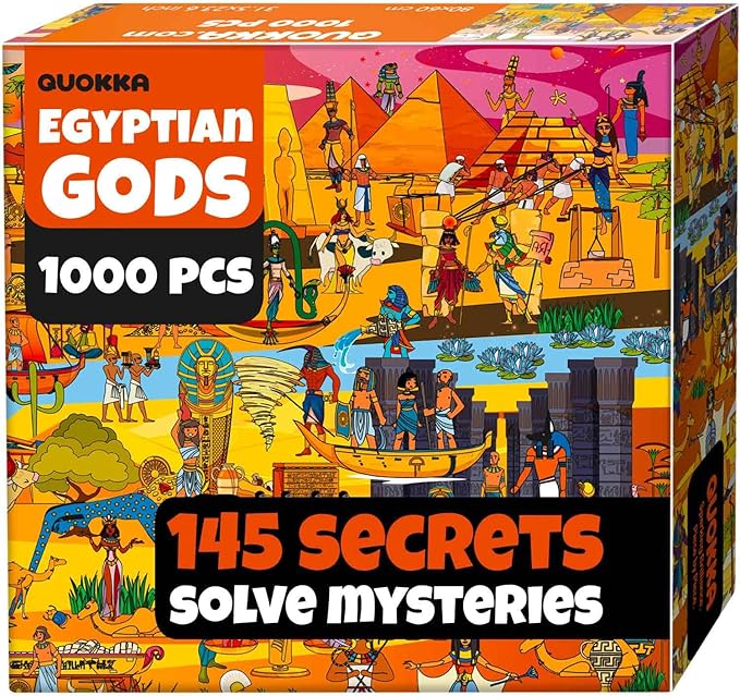 QUOKKA 1000 Piece Jigsaw Puzzle for Adults Egyptian Gods – Puzzles for Adults 1000 Pieces Premium Box Packaging - Extra Fun Hidden Secrets & Audio Story – Perfect Relaxation & Creativity & Gift